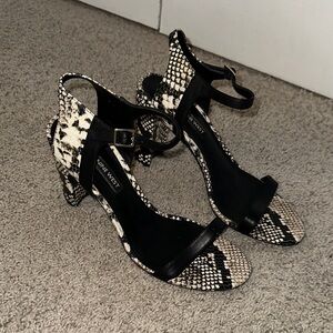 Nine West Black and Cream Snakeskin Heels